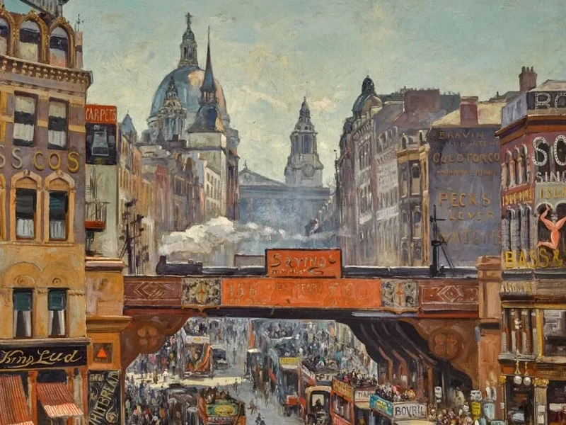 1881-Chris Snijders (1881 - 1943) - Vista di Fleet Street